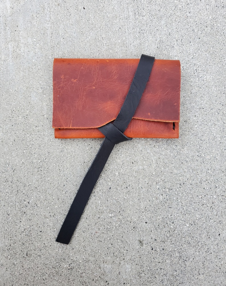 Two Tone Leather Tie Wallet Handmade/ Hand Stitched New 2 Compartments